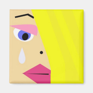 Cartoon female face with tear magnet