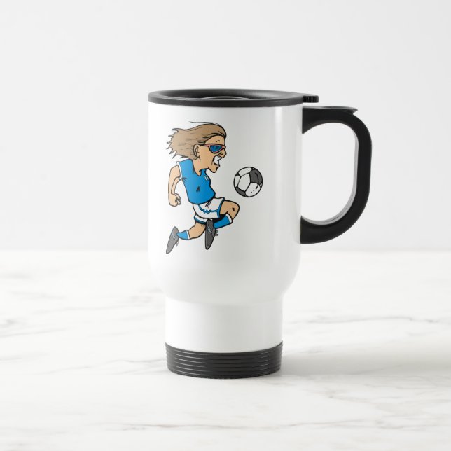 Cartoon Female Soccer  Star T-shirts and Gifts Travel Mug (Right)