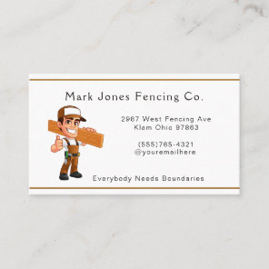 Cartoon Fencing Guy Company Service Business Card