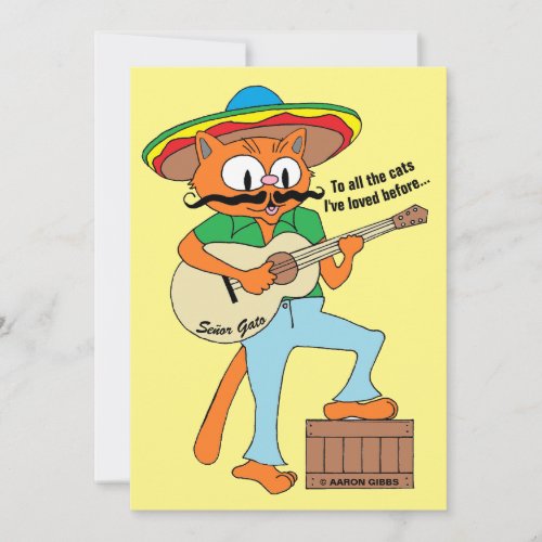Cartoon Fiesta Cat Funny Cinco De Mayo Flat Card