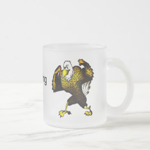 Cartoon Fighting Eagle Frosted Glass Coffee Mug