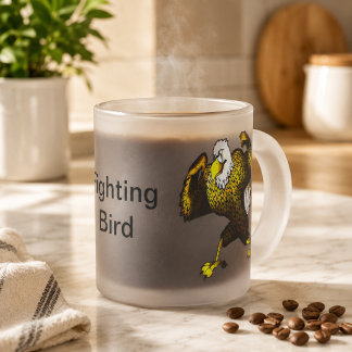 Cartoon Fighting Eagle Frosted Glass Coffee Mug