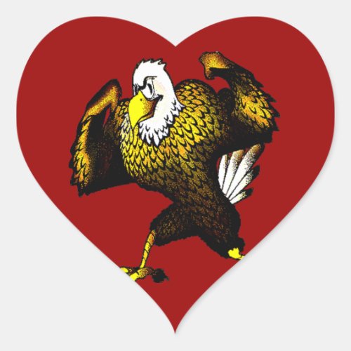 Cartoon Fighting Eagle Heart Sticker