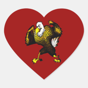 Cartoon Fighting Eagle Heart Sticker