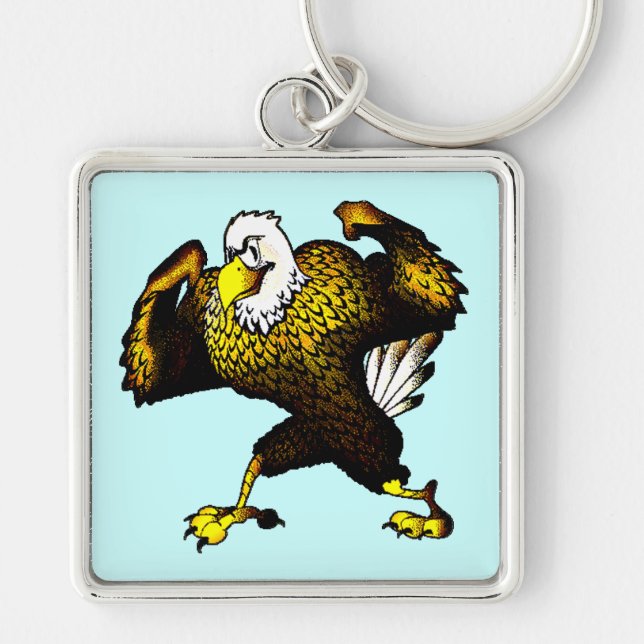 Cartoon Fighting Eagle Keychain (Front)