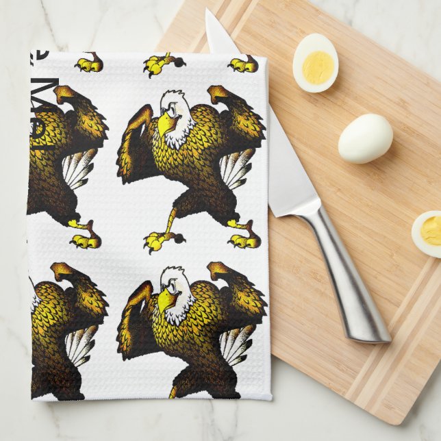 Cartoon Fighting Eagle Kitchen Towel (Quarter Fold)