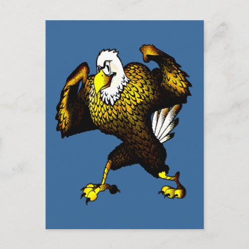Cartoon Fighting Eagle Postcard
