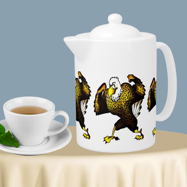 Cartoon Fighting Eagle Teapot (Zazzle Cartoon Fighting Eagle Teapot )