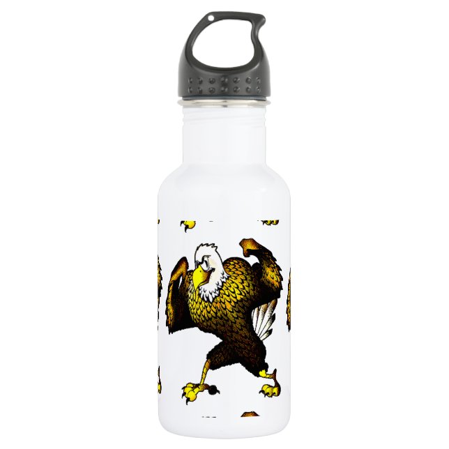 Cartoon Fighting Eagle Water Bottle (Front)