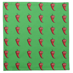 Cartoon Fire Pepper Mascot With Grinning Face Cloth Napkin
