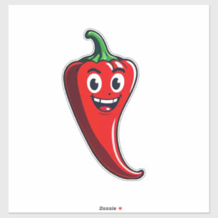 Cartoon Fire Pepper Mascot With Grinning Face Sticker