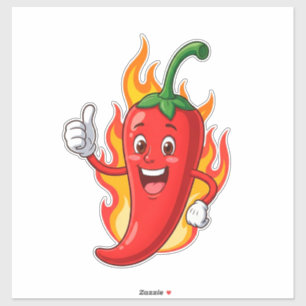 Cartoon Fire Pepper Mascot With Grinning Face Sticker