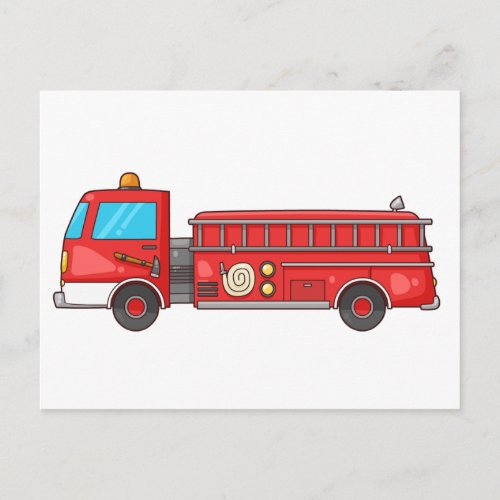 Cartoon Fire TruckEngine Postcard