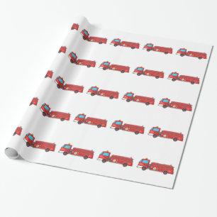Cartoon Fire Truck/Engine Wrapping Paper