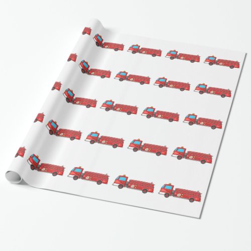 Cartoon Fire TruckEngine Wrapping Paper