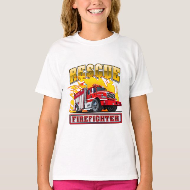 Cartoon Fire Truck T-Shirt (Front)