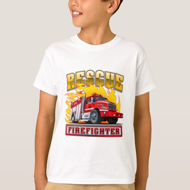 Cartoon Fire Truck T-Shirt (Front)