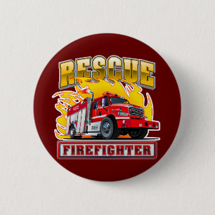 Cartoon Fire Truck T-Shirt Button
