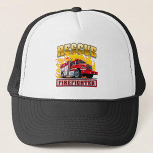 Cartoon Fire Truck T-Shirt Trucker Hat