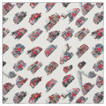 Cartoon Fire Trucks seamless pattern Fabric