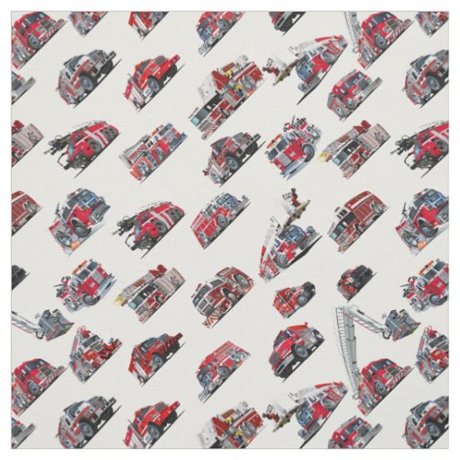 Cartoon Fire Trucks seamless pattern Fabric