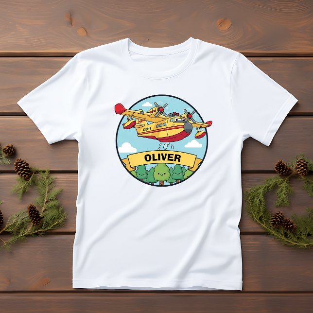 Cartoon Firefighting Plane Badge Toddler T-shirt (Creator Uploaded)