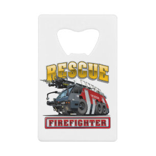 Cartoon firetruck credit card bottle opener