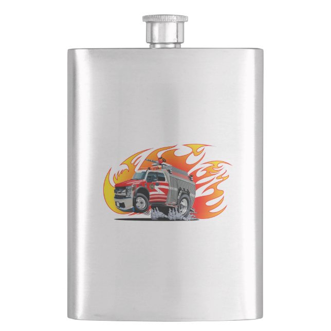 Cartoon firetruck flask (Front)