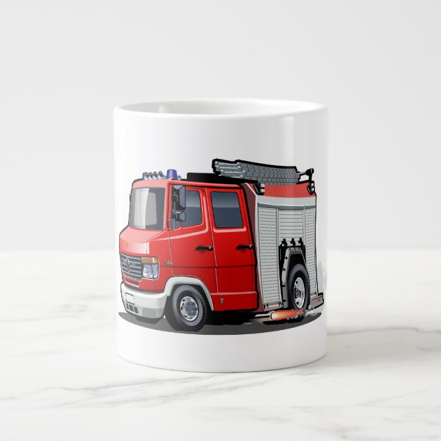 Cartoon firetruck giant coffee mug (Front)