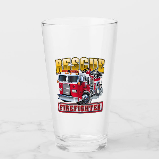 Cartoon firetruck glass (Front)