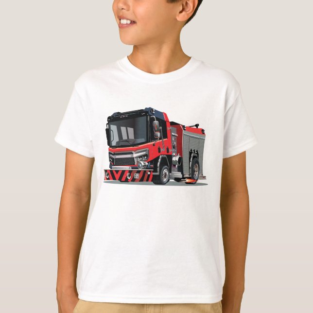 Cartoon firetruck T-Shirt (Front)