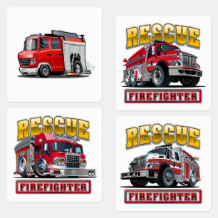 Cartoon firetrucks kids' labels