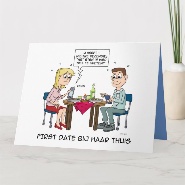 Cartoon; First date at her home. Card (Front)