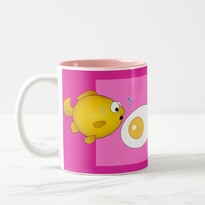 Cartoon fish and fried egg surprise mug