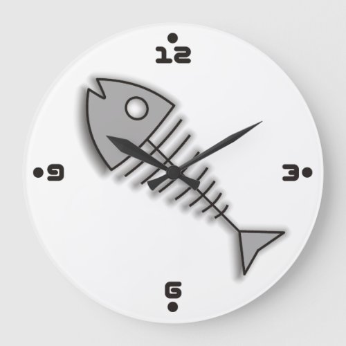 Cartoon Fish Bones Funny Wall Clock with Numbers