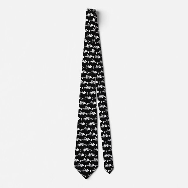 Cartoon Fish Bones Skeleton Tie (Front)
