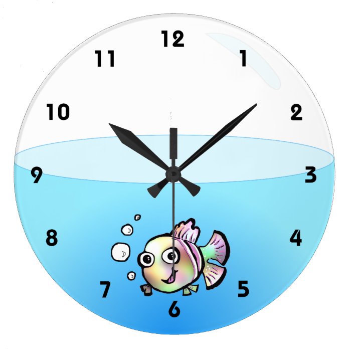 Cartoon Fish Bowl Clock with numbers