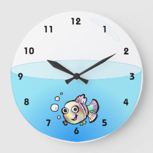 Cartoon Fish Bowl Clock with numbers