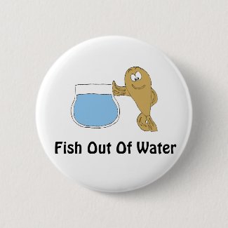 Cartoon Fish By Fish Bowl Button