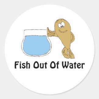 Cartoon Fish By Fish Bowl Classic Round Sticker