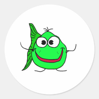 Cartoon fish classic round sticker