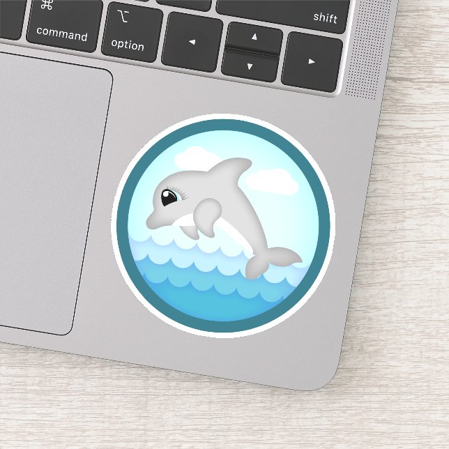 Cartoon fish Dolphin Die Cut Sticker Decal (Detail)