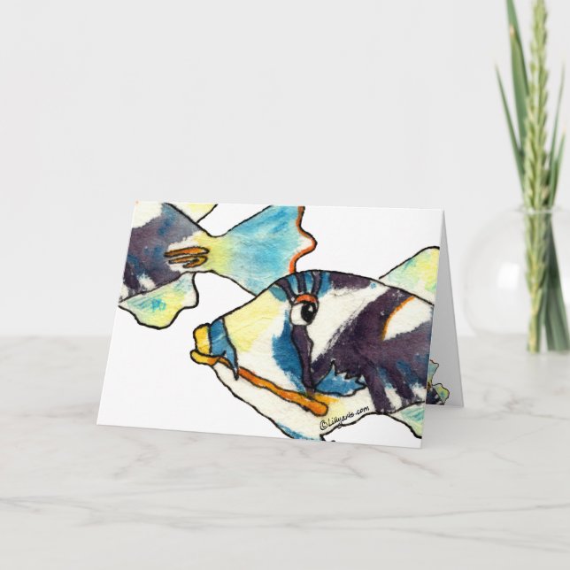 Cartoon Fish Drawing Greeting Card (Front)