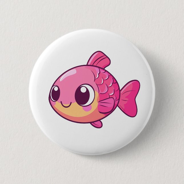 Cartoon fish illustration button (Front)