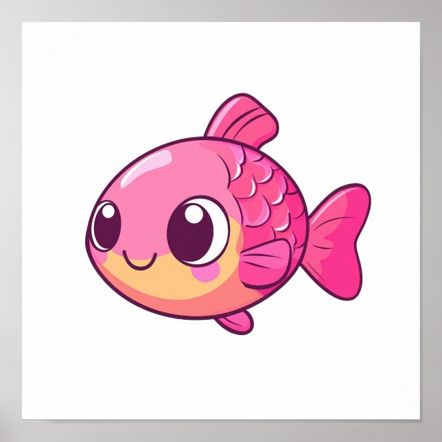 Cartoon fish illustration poster (Front)