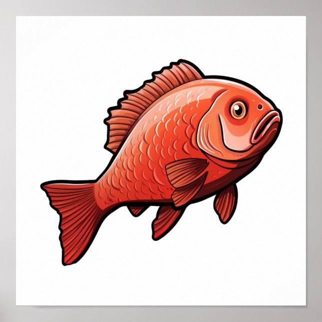 Cartoon fish illustration poster (Front)