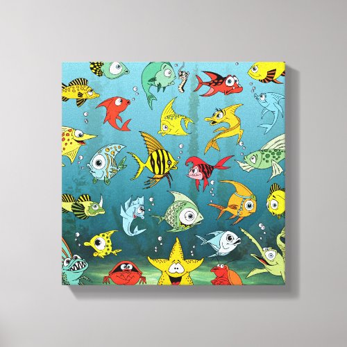Cartoon Fish Underwater Canvas Print