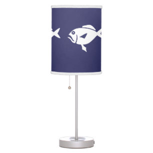 CARTOON FISH White on blue Table Lamp