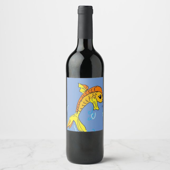 cartoon fish wine label (Front)