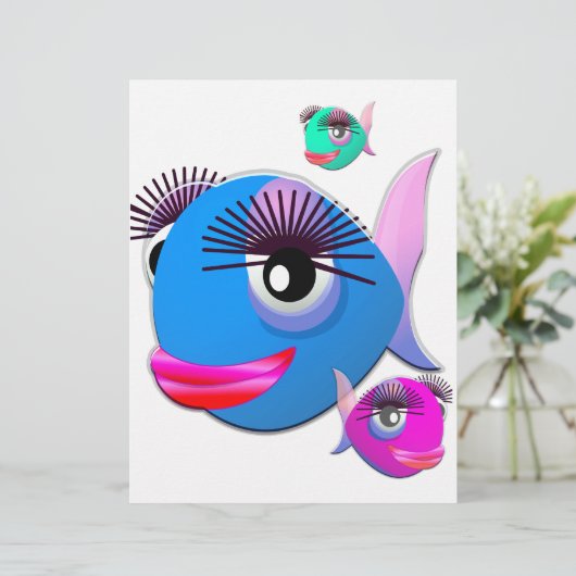 Cartoon Fish with BIg Lips and Eyelashes (Standing Front)